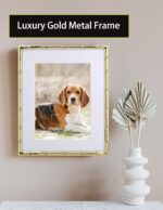 YiPinYin 8x10'' Bamboo Detail Gold Metal Picture Frame with Acid Free Mat for 5x... - Image 3