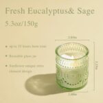 Eucalyptus & Sage Soy Scented Candles for Home- 5.3oz 35H Natural Soy Wax Aromat... - Image 3
