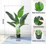 HAIHONG 2Packs 4FT Artificial Bird of Paradise Plant,Faux Palm Tree Potted Plant... - Image 4