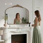 Micasso Large Vintage Gold Mirror: 40"x29" French Baroque Antique Arched Mirror ... - Image 4