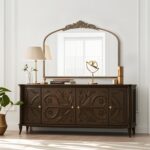 Micasso Large Vintage Gold Mirror: 40"x29" French Baroque Antique Arched Mirror ... - Image 8