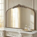 Micasso Large Vintage Gold Mirror: 40"x29" French Baroque Antique Arched Mirror ... - Image 9
