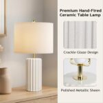 21" Modern Ceramic Table Lamp Set of 2 for Bedroom, Touch Control White Desk Lam... - Image 3