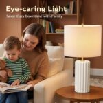 21" Modern Ceramic Table Lamp Set of 2 for Bedroom, Touch Control White Desk Lam... - Image 6