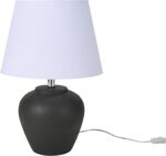 Nourison Home 20" Black Matte Ceramic Table Lamp with Fabric Shade, Bedside Nigh... - Image 6