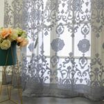 European Grayish Blue Flower Embroidery Sheer Curtains Villa Luxury Finished Gro... - Image 4