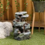 Alpine Corporation 22" Tall 3-Tier Outdoor Rock Waterfall Fountain with LED Ligh... - Image 3