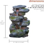 Alpine Corporation 22" Tall 3-Tier Outdoor Rock Waterfall Fountain with LED Ligh... - Image 4
