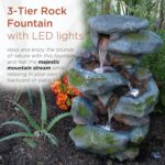 Alpine Corporation 22" Tall 3-Tier Outdoor Rock Waterfall Fountain with LED Ligh... - Image 5