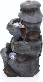 Alpine Corporation 22" Tall 3-Tier Outdoor Rock Waterfall Fountain with LED Ligh... - Image 7