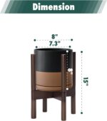 D'vine Dev Ceramic Planter with Walnut Color Stand - 8 Inch Modern Round Flower ... - Image 4