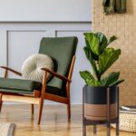 D'vine Dev Ceramic Planter with Walnut Color Stand - 8 Inch Modern Round Flower ... - Image 8