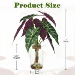 Briful 15'' Tall Fake Plants Alocasia Polly Faux Plant Indoor in Glass Vase with... - Image 3