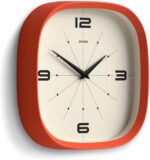 JONES CLOCKS® Pulsar wall Clock | Square Rounded Retro Clock | 10 inch | Orange ... - Image 3