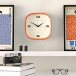 JONES CLOCKS® Pulsar wall Clock | Square Rounded Retro Clock | 10 inch | Orange ... - Image 4