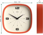 JONES CLOCKS® Pulsar wall Clock | Square Rounded Retro Clock | 10 inch | Orange ... - Image 5