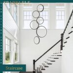 6 Rings Modern LED Chandelier for High Ceiling Dimmable Black Contemporary Penda... - Image 7