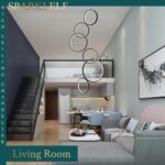 6 Rings Modern LED Chandelier for High Ceiling Dimmable Black Contemporary Penda... - Image 9