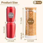 TBWIND 34oz Round Glass Storage Containers with Bamboo Lids – 6 Pack Medium Clea... - Image 3