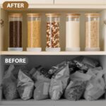 TBWIND 34oz Round Glass Storage Containers with Bamboo Lids – 6 Pack Medium Clea... - Image 5