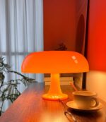 Orange Mushroom Lamp, Mid Century Modern Table Lamp for Bedroom, Minimalist Mush... - Image 3