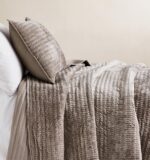 WDCOZY Velvet King Size Quilt Set - Brown Taupe Tan Camel Striped Pick Stitch So... - Image 6