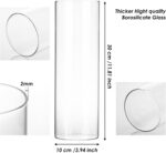 Fixwal Set of 2 Clear Tall Glass Cylinder Vases for Centerpieces, 12 x 4 Inch Ta... - Image 3