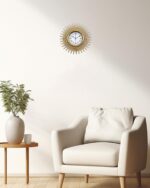 Gold Sunburst 10 Inch Small Wall Clock Battery Operated, Modern Boho Decorative ... - Image 3