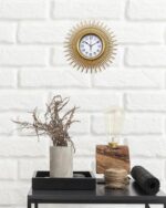 Gold Sunburst 10 Inch Small Wall Clock Battery Operated, Modern Boho Decorative ... - Image 4
