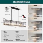 Siljoy Modern Crystal Chandelier for Dining Room, 7 Lights Black Large Rectangul... - Image 6