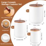 Mowtanco Ceramic Canister Set (30 oz, 48 oz, 82 oz) – White Ceramic Jar Set with... - Image 3