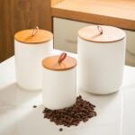 Mowtanco Ceramic Canister Set (30 oz, 48 oz, 82 oz) – White Ceramic Jar Set with... - Image 7