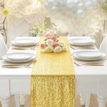 RUDONG M 1 Pack Gold Sequin Table Runner 12 x 108 Inch, Rectangle Glitter Table ... - Image 3