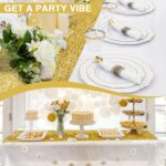 RUDONG M 1 Pack Gold Sequin Table Runner 12 x 108 Inch, Rectangle Glitter Table ... - Image 8