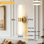 Hardwired Wall Sconces Set of Two, Modern Bathroom Sconces Wall Lighting with Mi... - Image 4