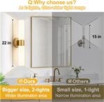 Hardwired Wall Sconces Set of Two, Modern Bathroom Sconces Wall Lighting with Mi... - Image 5
