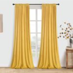Roslynwood Luxury Soft Warm Yellow Velvet Curtains 84 inches Long Back Tab Therm... - Image 3