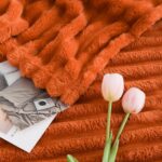 Excervent Solid Striped Flannel Fleece Blanket (40x50 inches, Burnt Orange) Cozy... - Image 7
