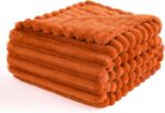 Excervent Solid Striped Flannel Fleece Blanket (40x50 inches, Burnt Orange) Cozy... - Image 8
