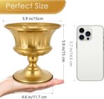 Gold Vase for Centerpieces Compote Bowl: Wedding Pedestal Vase 5.9 Inch Metal Fl... - Image 5