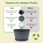 Quarut 10 Inch Flower Pots Planters for Outdoor Indoor, 3 Pack Plastic Plant Pot... - Image 4