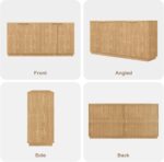 Fluted Sideboard Buffet Cabinet, 63" Wooden Credenza Storage Cabinet with 4 Door... - Image 7