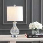 JONATHAN Y 21" Chrome and Crackled Glass Table Lamp, Contemporary Artisanal Meta... - Image 3