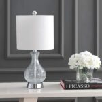 JONATHAN Y 21" Chrome and Crackled Glass Table Lamp, Contemporary Artisanal Meta... - Image 4