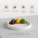 Decorative Tray for Coffee Table, Living Room, Side Table, 11" White Round Concr... - Image 3