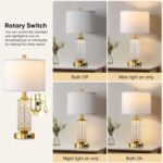 QiMH Set of 2 Table Lamps with USB A+C Ports, Modern Bedside Lamp with LED Night... - Image 4