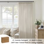 Topfinel Natural Linen Pinch Pleated Linen Curtains, 90 Inch Drapes 100% Blackou... - Image 6