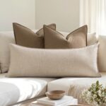 MIULEE Decorative Long Lumbar Throw Pillow Cover for Bed 14x36 Natural Beige Boh... - Image 4