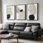 Framed Black and White Abstract Wall Art for Living Room, Large 3 Piece Neutral ... - Image 3