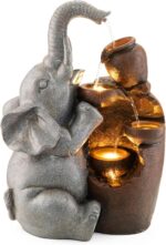 Glitzhome Outdoor Water Fountain, 4-Tiered Elephant and Pot Outdoor Fountain wit... - Image 8